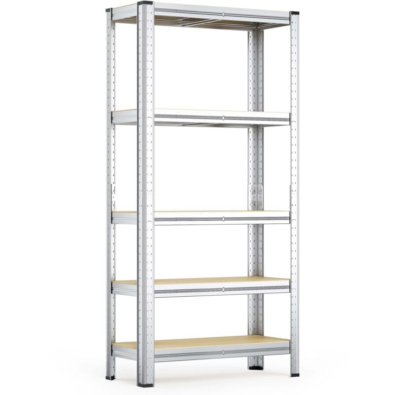 Wiltec Schwerlastregal 180x90x30cm, Gesamtlast 875kg, Steckregal verzinkt aus Stahl, Lastenregal mit 5 Ablagen, Werkstattregal