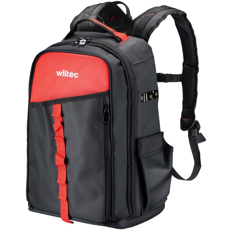 Werkzeugrucksack 33 x 20 x 43 cm bis 30 kg, Werkzeug Tasche 16 Fächer, Werkzeug Rucksack gepolstert, robuste Werkzeugtasche - Wiltec