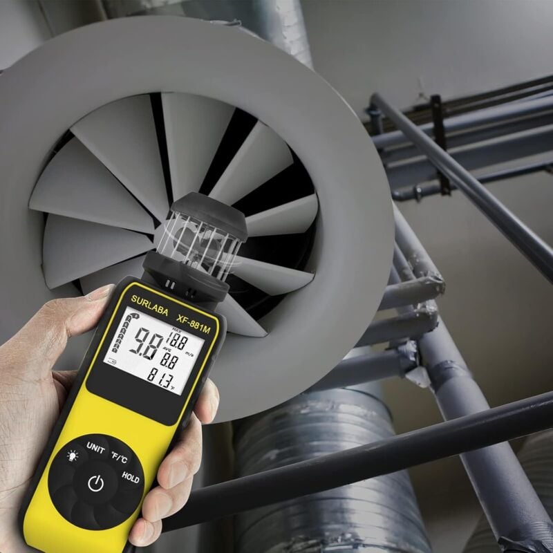 Wind Cup Digital-Anemometer, Tragbares Außen-Anemometer zur Messung der maximalen/durchschnittlichen Windgeschwindigkeit und Temperatur (℉), Drohne,