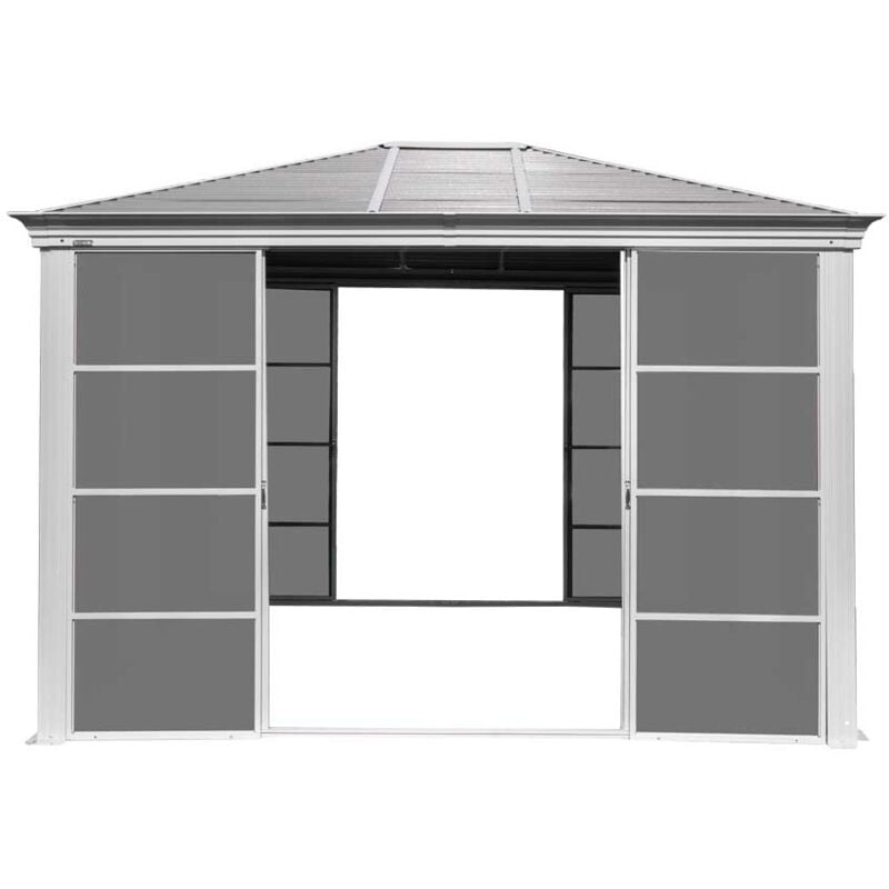 Aluminium Pavillon Striano 1214 Pavillon mit Moskitonetz Champagner 427x362x296 cm - Sojag