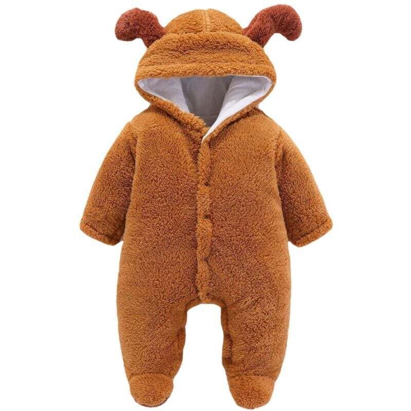 Winterkleidung für Neugeborene, Mädchen und Jungen, warme Kleidung, Overalls mit Bärenohren, Strampler, Kapuzenoveralls