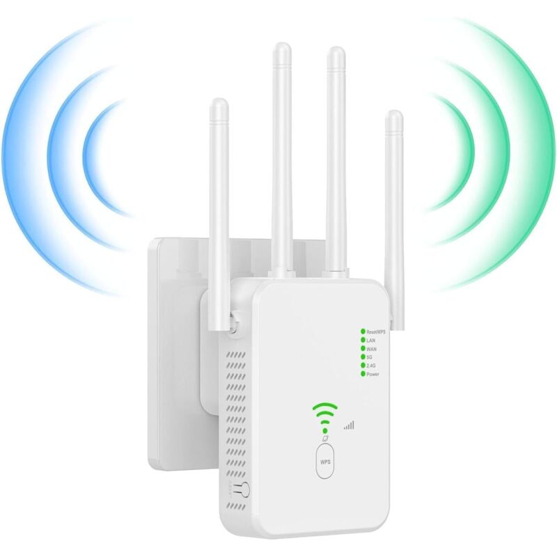 Longziming - WLAN-Repeater für den Außenbereich, 2025 Neuer 1200-Mbit/s-WLAN-Verstärker, Leistungsstarker kabelloser WLAN-Repeater Dualband 5 GHz &