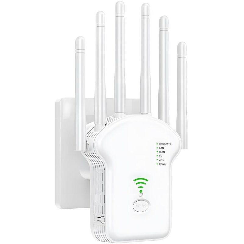 WLAN-Repeater, WLAN-Verstärker, leistungsstarker Dualband-WLAN-Repeater (1200 Mbit/s, 5 GHz & 2,4 GHz), WLAN-Booster, WLAN-Extender mit 6 Antennen,