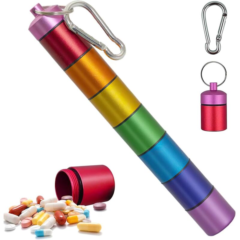 Wöchentliche Pillendose, abnehmbare tragbare Medikamentenbox, wasserdichte Pillendose aus Metall, Reisepillendose für Pillen/Vitamine/Fischöl