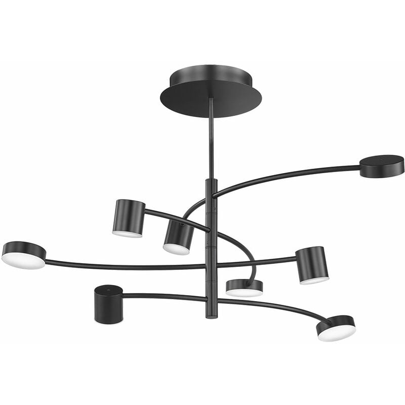Wofi - Deckenleuchte 8-flammig Lampen Deckenlampen Deckenleuchte schwarz, Wohnzimmer, Metall Glas, led 44W 2250Lm 3000K, LxBxH 100x100x54cm 11777