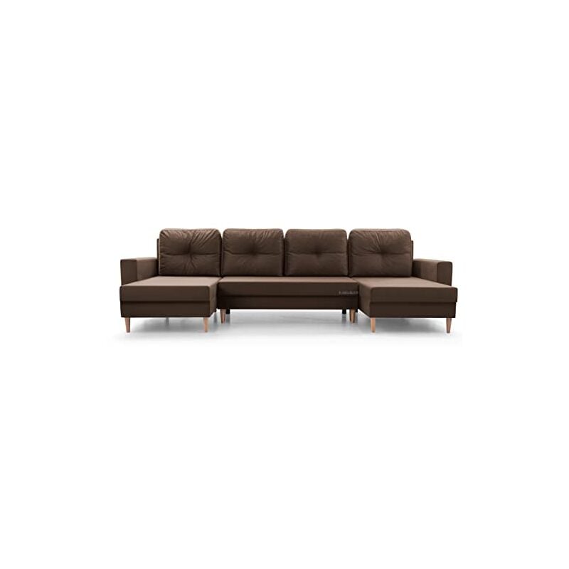 Wohnlandschaft Ecksofa U-Form mit Schlaffunktion Eckcouch mit Bettkasten Sofa Couch Polsterecke U-Sofa - 300x137x84cm - carl u - Braun (Manila 22)