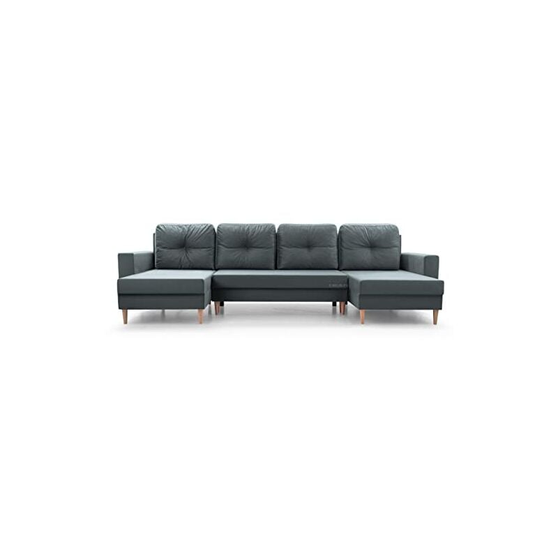Wohnlandschaft Ecksofa U-Form mit Schlaffunktion Eckcouch mit Bettkasten Sofa Couch Polsterecke U-Sofa - 300x137x84cm - carl u - Grau (Manila 16)