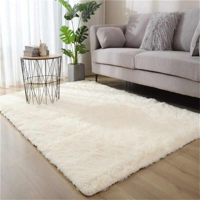 Jn.songs - Wohnzimmer Hochflor Teppich, Plüsch Shaggy Teppiche für Schlafzimmer, Wohnzimmer, Flur Beige - 100x160cm