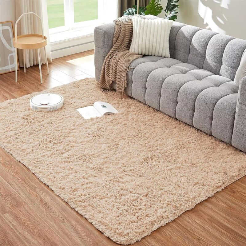Jn.songs - Wohnzimmer Hochflor Teppich, Plüsch Shaggy Teppiche für Schlafzimmer, Wohnzimmer, Flur Marrón - 80x200cm