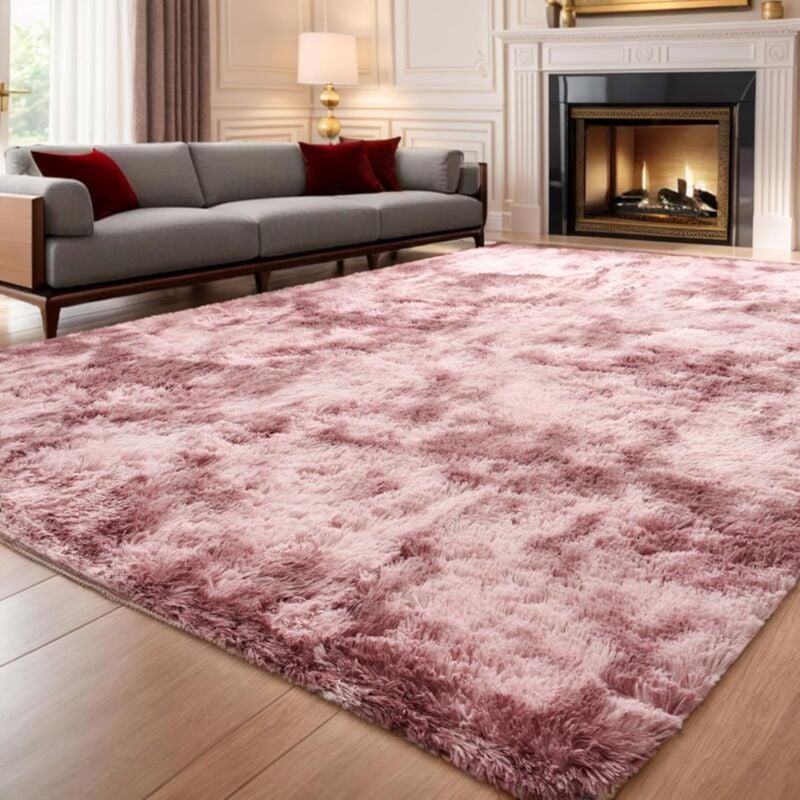 Jn.songs - Wohnzimmer Hochflor Teppich, Plüsch Shaggy Teppiche für Schlafzimmer, Wohnzimmer, Flur Rosa Púrpura - 80x160cm