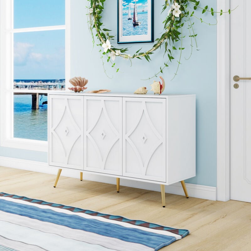 Wohnzimmer Sideboard Kommode 120cm 3-türiger Kleiderschrank moderne und minimalistische Aufbewahrung für Wohnzimmer Küche Schlafzimmer