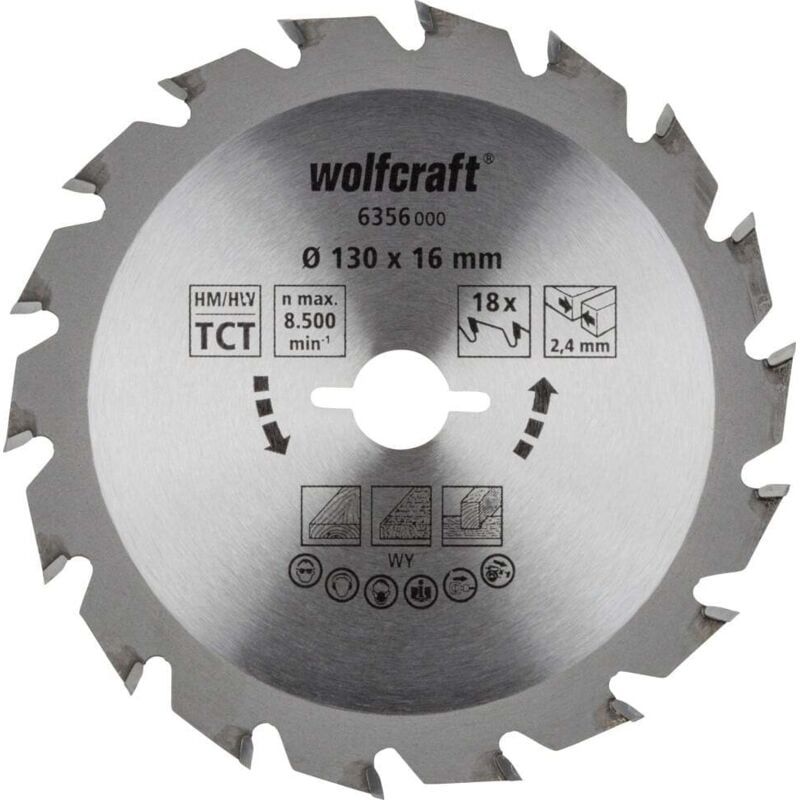 Wolfcraft - Kreissägeblatt Serie grün ø 130 mm Bohrung ø 16 mm Kreissägeblatt