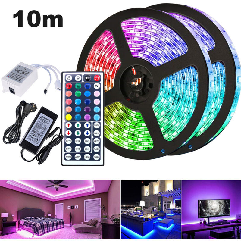 Wolketon 10M LED Streifen set . RGB LED Stripe 5050 SMD. LED Strip 30 LEDs. LED Band Nicht wasserdicht(IP20). mit 44 Tasten Fernbedienung