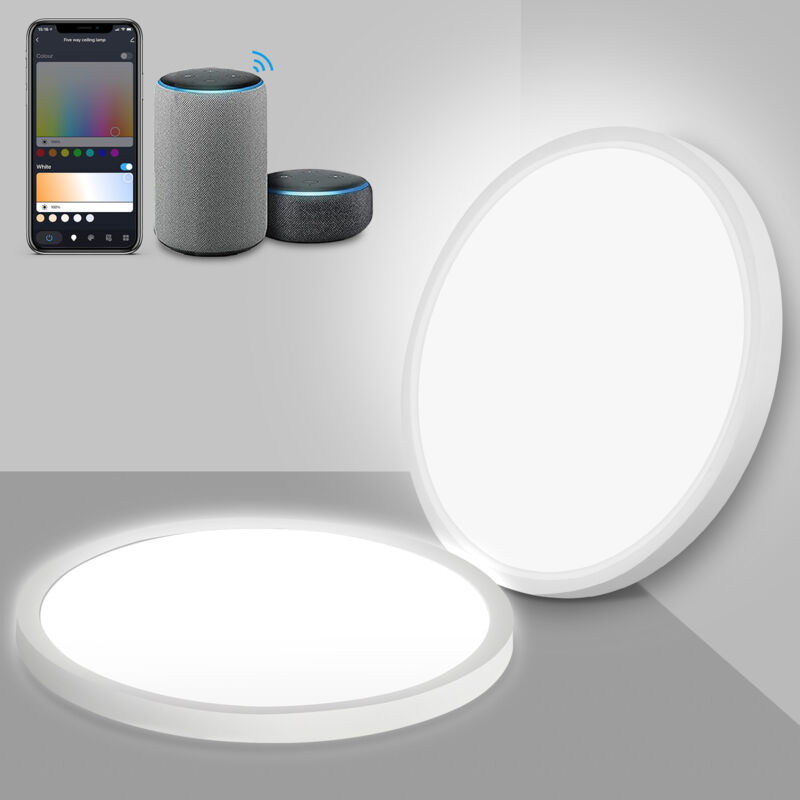 Wolketon 24W Deckenleuchte LED APP Deckenlampe RGB Farbwechselnde Deckenlampe Mit Fernbedienung