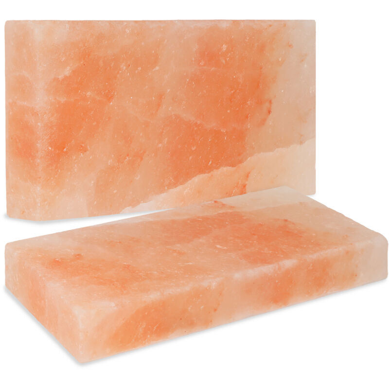 Wolketon 2x Himalaya Salzstein 20x10x2,5 cm Grillstein für BBQ Holzkohle & Gasgrill Natur Salzplatte Kristall