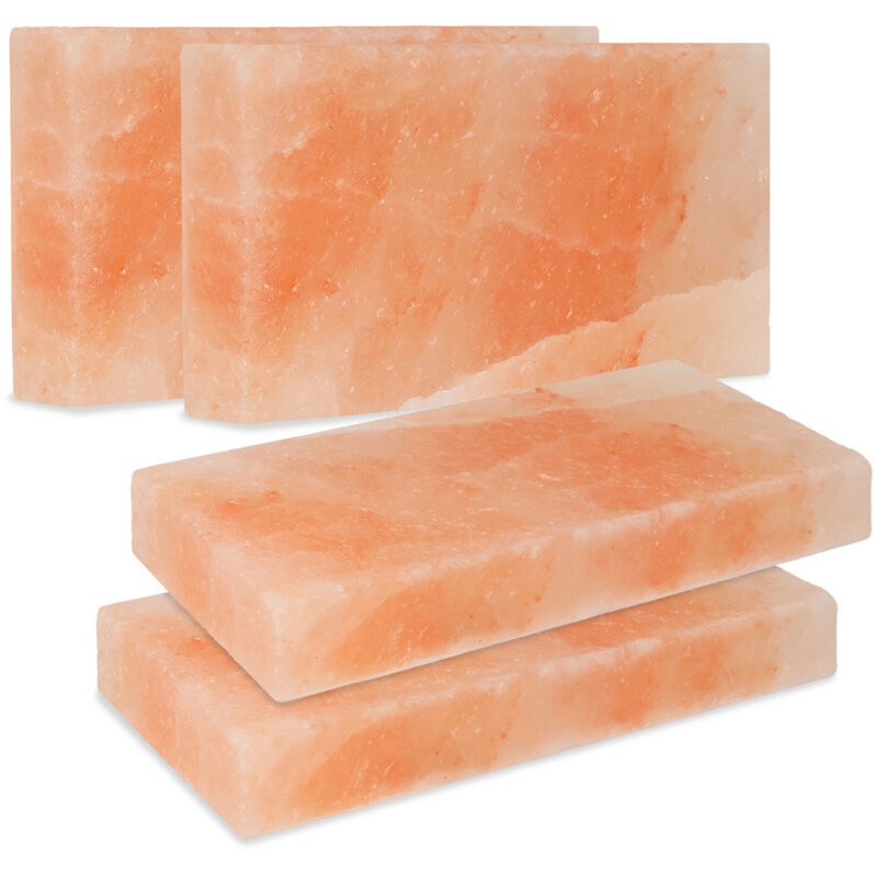 Wolketon 4er Set Himalaya Salzstein 20x10x2,5 cm Salzfliese zum Grillen & Servieren für Steak Fisch BBQ Zubehör