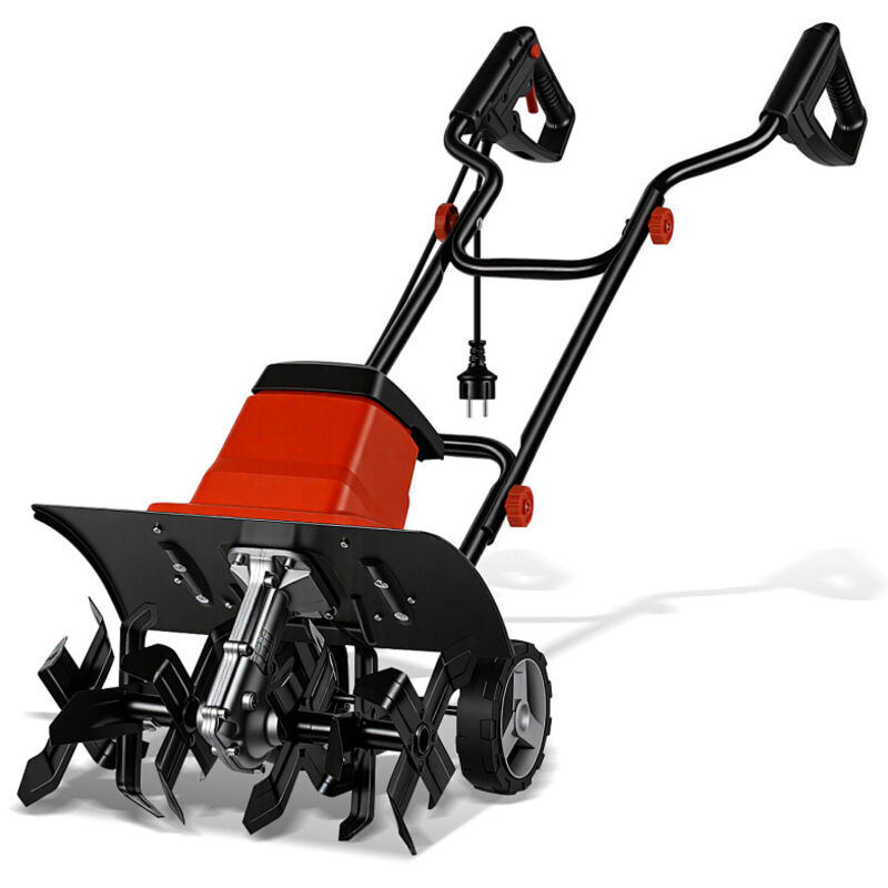 Wolketon Elektro Motorhacke, Motorhacke, Gartenfräse, Bodenhacke, Bodenfräse, Kultivator, Gartenarbeit, 1500 W rote und schwarze Elektro-Bodenfräse
