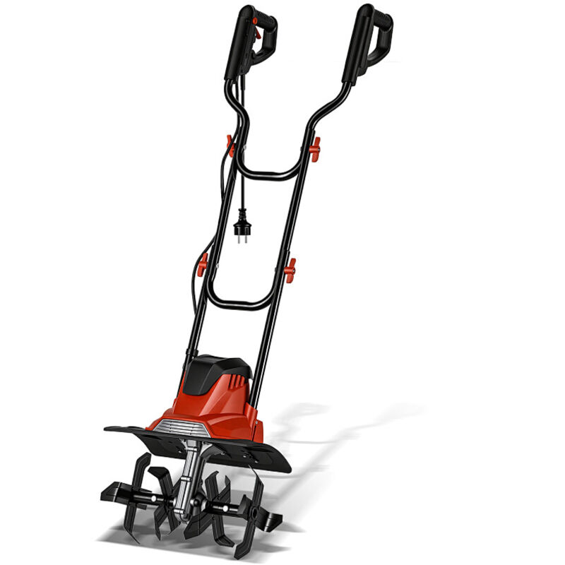 Wolketon Elektro Motorhacke, Motorhacke, Gartenfräse, Bodenhacke, Bodenfräse, Kultivator, Gartenarbeit, 1050 W rote und schwarze Elektro-Bodenfräse