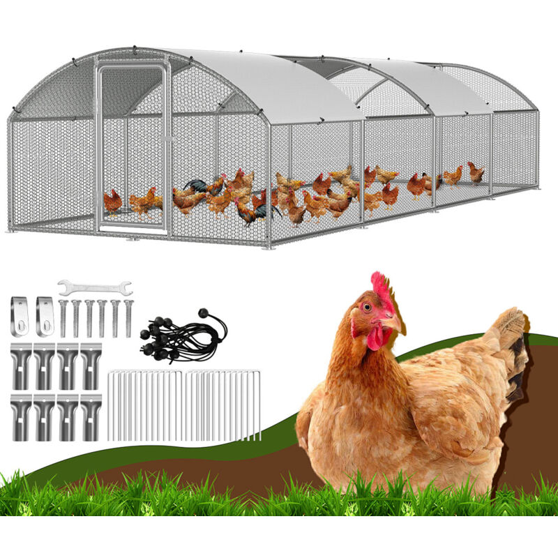 Wolketon Hühnerstall 3x8x2m Bogenaufsatz Hühnerhaus Kleintierstall Freilaufgehege Kleintiergehege Voliere Freigehege Hühnerkäfig Geflügelstall
