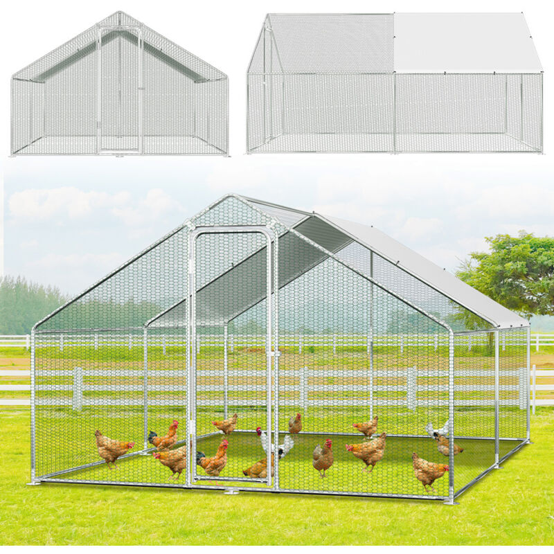 Wolketon Hühnerstall Hühnerhaus 3x4x2m Kleintierstall Freilaufgehege Kleintiergehege Voliere Freigehege Hühnerkäfig Geflügelstall Verzinkter