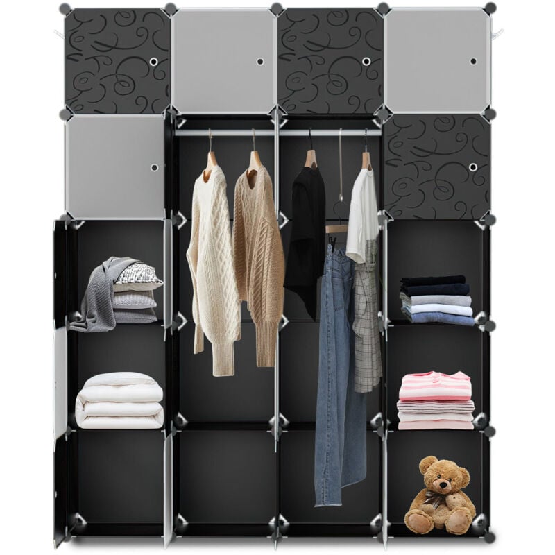 Wolketon Kleiderschrank DIY 12/13/20 Boxen Regalsystem Kleiderschrank mit Tür Wasser und Staubdicht für Schlafzimmer Badezimmer (20 Boxen)