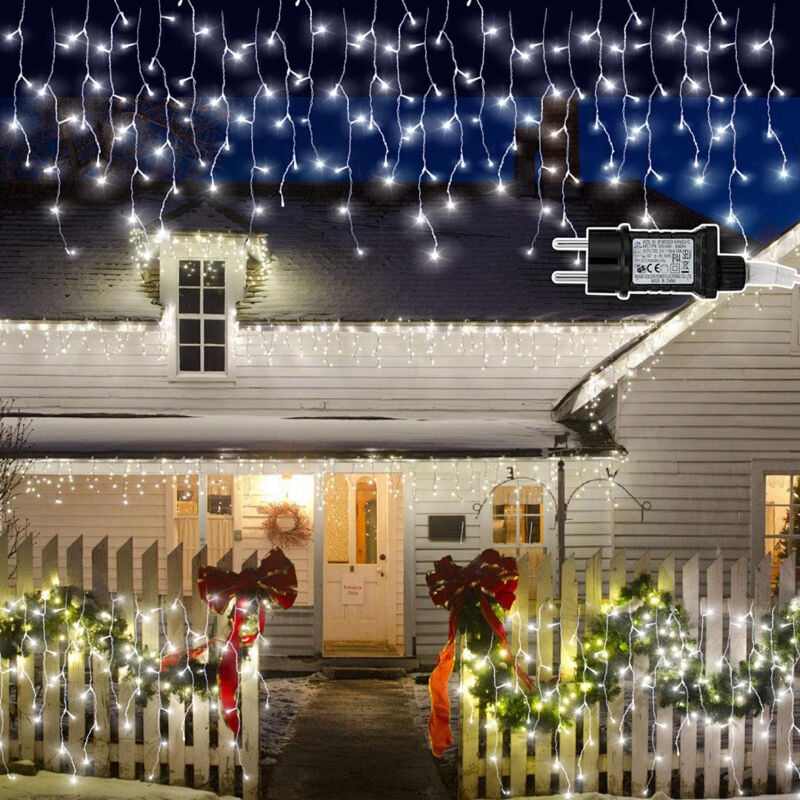 Wolketon LED-Lichterkette Eisregen LED-Lichtervorhang für Außen Innen Lichterkettenvorhang mit 8 Modi IP44 Wasserfest Weihnachtsdeko aussen Party
