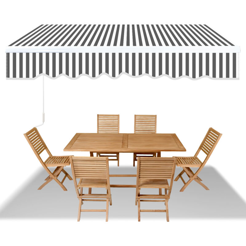 Wolketon Markise Alu-Markise Gelenkarmmarkise Markise Sonnenschutz Balkon 300 x 250 cm Weiß Grau