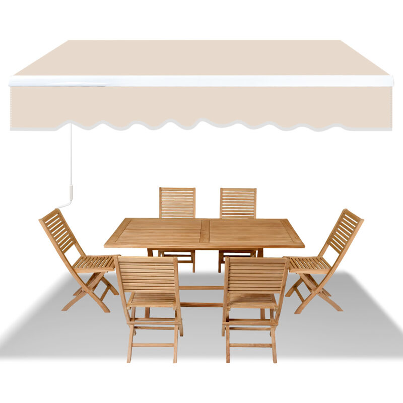 Wolketon Markise Alu-Markise Gelenkarmmarkise Markise Sonnenschutz Balkon 350 x 300 cm Beige