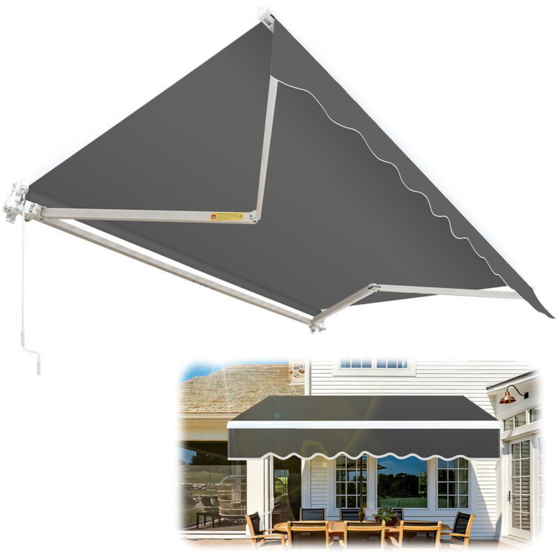 Wolketon Markise Alu-Markise Gelenkarmmarkise Markise Sonnenschutz Balkon 300 x 250 cm Grau