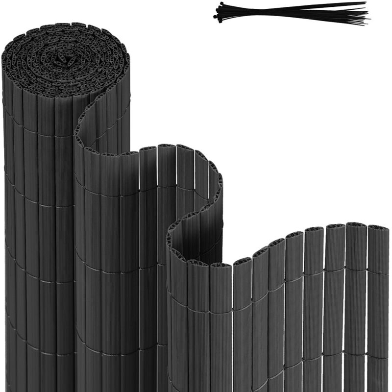 Wolketon PVC Sichtschutzmatte Balkon & Zaun – Wetterfester Sichtschutzzaun für Zaun, Windschutz, Zuschneidbar Grau 90x1000cm