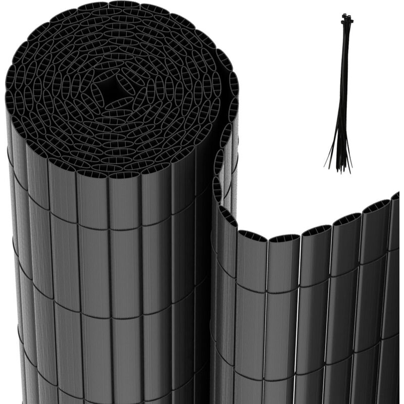 Wolketon PVC Sichtschutzmatte Balkon & Zaun – Wetterfester Sichtschutzzaun für Zaun, Windschutz, Zuschneidbar Grau 120x900cm