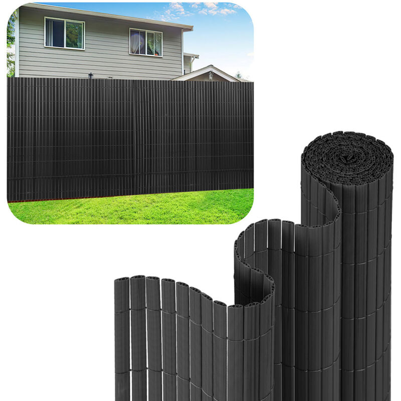 Wolketon PVC Sichtschutzmatte Balkon & Zaun – Wetterfester Sichtschutzzaun für Zaun, Windschutz, Zuschneidbar Grau 100x500cm