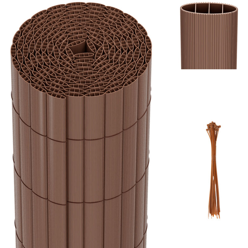 Wolketon PVC Sichtschutzmatte Balkon & Zaun – Wetterfester Sichtschutzzaun für Zaun, Windschutz, Zuschneidbar Braun 100x1000cm