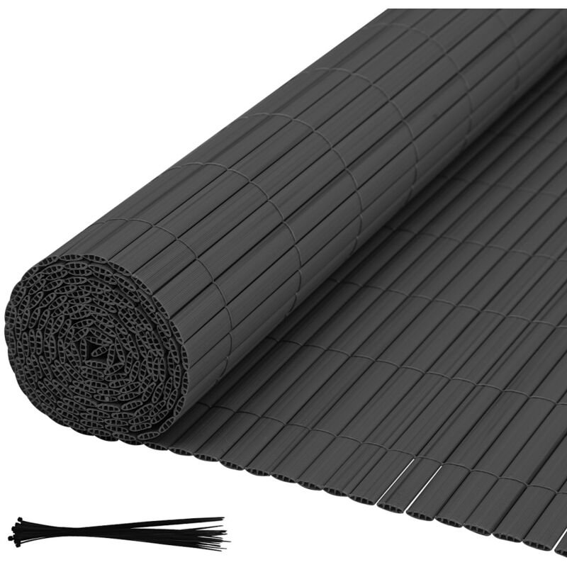 Wolketon PVC Sichtschutzmatte Balkon & Zaun – Wetterfester Sichtschutzzaun für Zaun, Windschutz, Zuschneidbar Grau 100x400cm