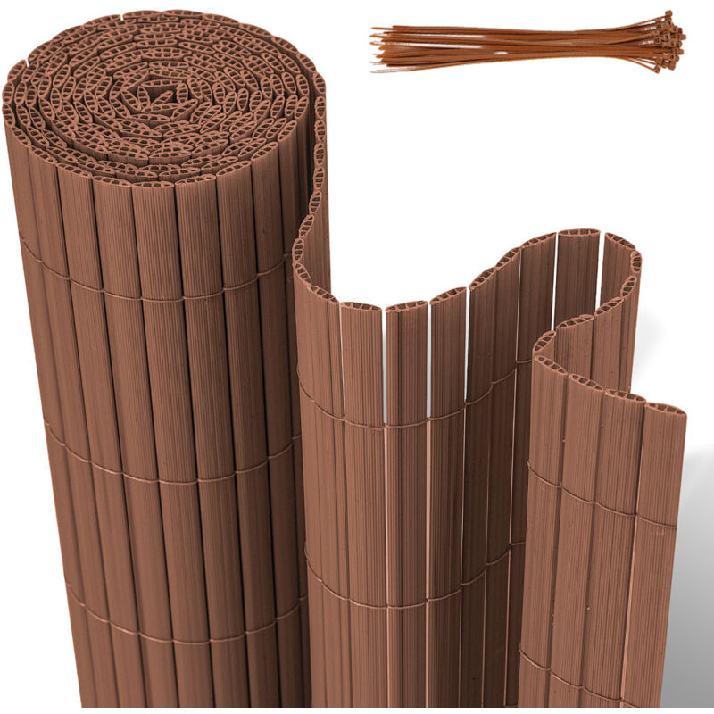 Wolketon PVC Sichtschutzmatte Balkon & Zaun – Wetterfester Sichtschutzzaun für Zaun, Windschutz, Zuschneidbar Braun 140x900cm