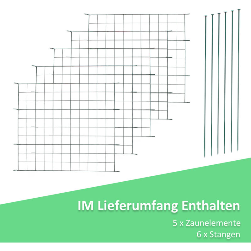 Wolketon Teichzaun Gartenzaun 11tlg Set Zaun Teich 5 Zaunelemente und 6 Befestigungsstäben. Welpanauslauf. Metall. Gartenzaun. Freigehege. Teich.