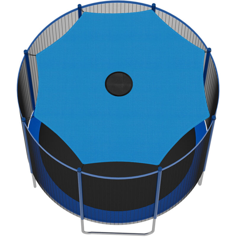 Wolketon Trampolin-Schattenabdeckung Ø 305 cm Blau – Reißfest & UV-beständig, Sommer-Markise für rundes Trampolin mit 6 Stangen