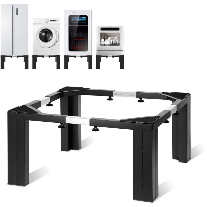 Wolketon Waschmaschinen Untergestell, Waschmaschine Sockel für Trockner, Waschmaschine und Kühlschrank - Schwarz + Silber