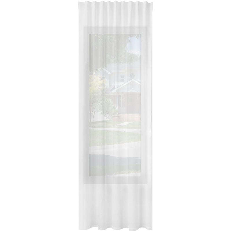 WOLTU 1er Gardinen Leinenoptik Vorhänge Halbtransparent Gardine mit Kräuselband für Schlafzimmer Wohnzimmer 135x245 cm Weiß