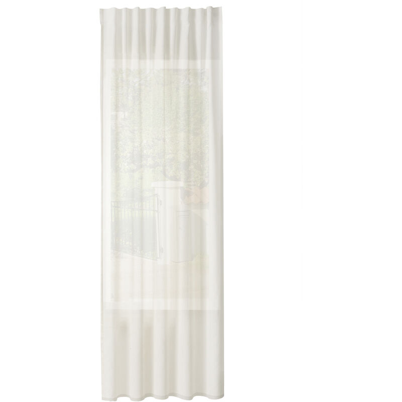 WOLTU 1er Gardinen Leinenoptik Vorhänge Halbtransparent Gardine mit Kräuselband für Schlafzimmer Wohnzimmer 135x245 cm Creme