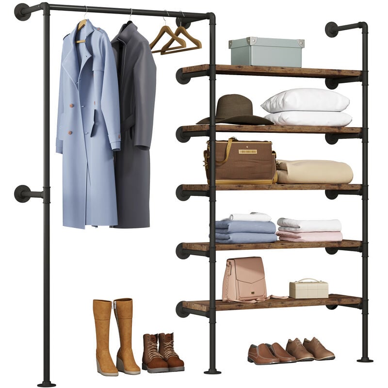 Kleiderstange im industriellen Stil,offener Kleiderschrank aus Rohren,Garderobe für begehbaren Kleiderschrank,Kleiderschranksystem