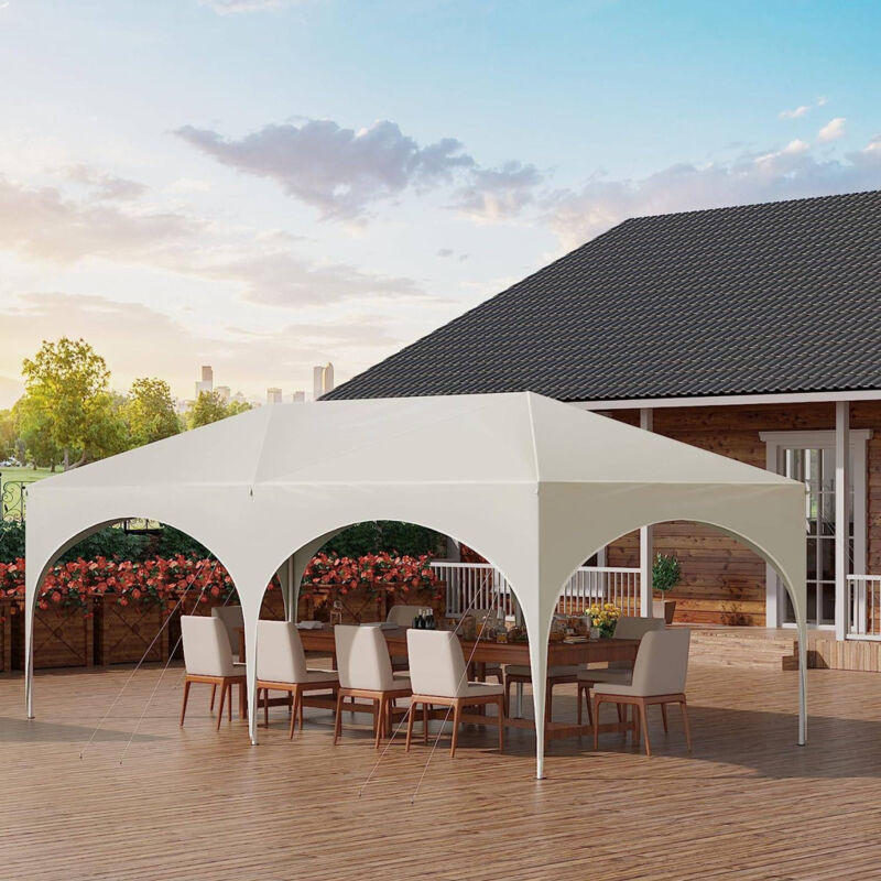 WOLTU Pavillon, Faltpavillon 3x6 m, mit 6 Seitenwänden, Partyzelt wasserabweisend UV-Schutz 50+, höhenverstellbarer Gartenpavillon, mit Tragetasche,