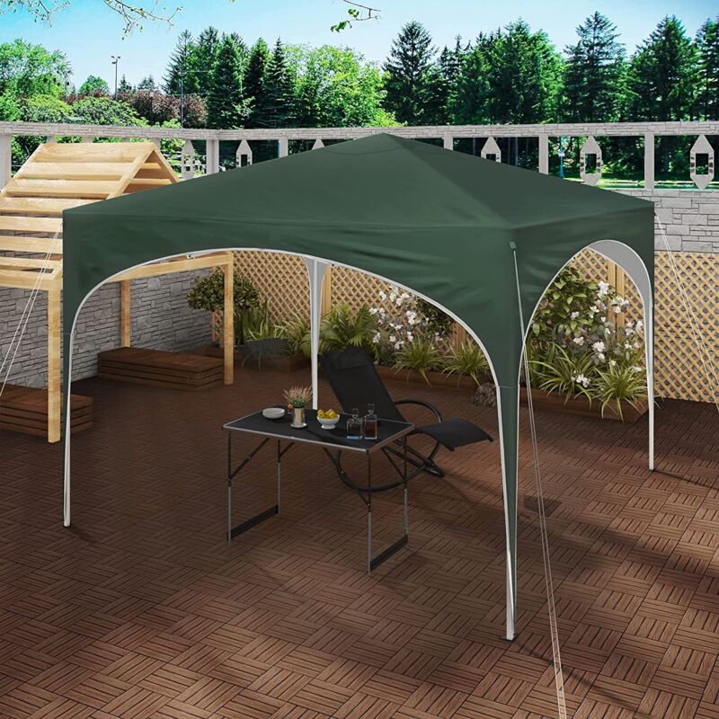 Pavillon 3x3m, Gartenzelt Pop-Up wasserdichter Faltpavillon, Partyzelt Sonnenschutz Event Gazebo auf Terrasse Festival mit Halbmonddach Pagodenzelt