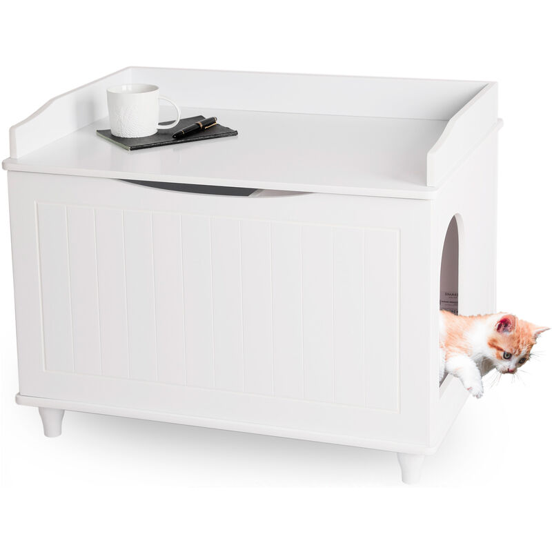 Wondermake - Katzenschrank für Katzentoilette groß aus Holz, Katzenklo-Schrank Kommode xl, Design Katzen-Haus Toilette Klo Waschbecken-Unterschrank