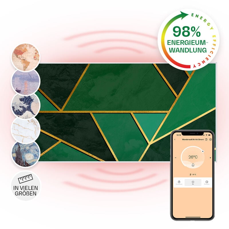 Klarstein - Wonderwall Air Art Smart Infrarotheizung Grüne Linie 120x60cm 700W