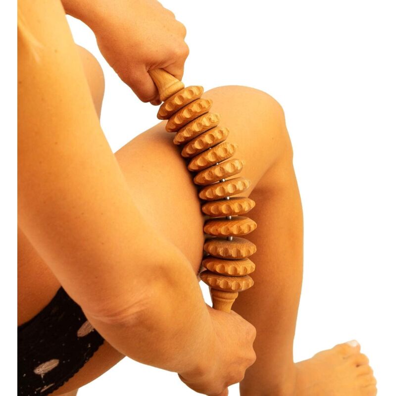 【Wooden Massage Roller】41 cm Holz-Maderotherapie-Roller • Cellulite-Massagegerät für Oberschenkel & Po • Natürliche Holz-Massageaccessoires