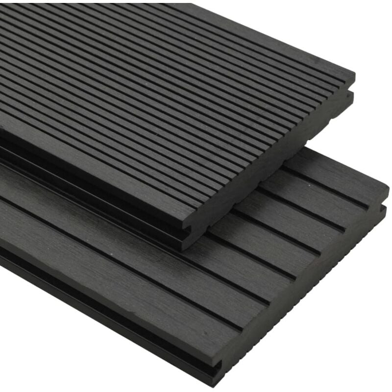WPC Massive Terrassendielen mit Zubehör 10 m² 4 m Schwarz vidaXL
