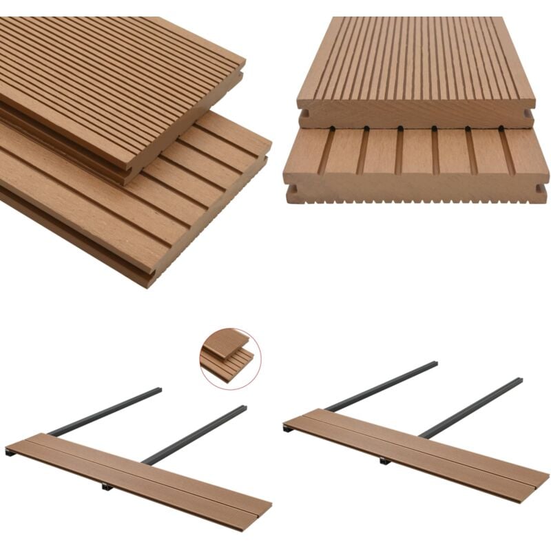 WPC Massive Terrassendielen mit Zubehör 10 m² 2,2 m Teak - WPC Terrasse - Gartenmöbel - Outdoor Dekoration - Holzterrasse - Composite Terrasse - Home