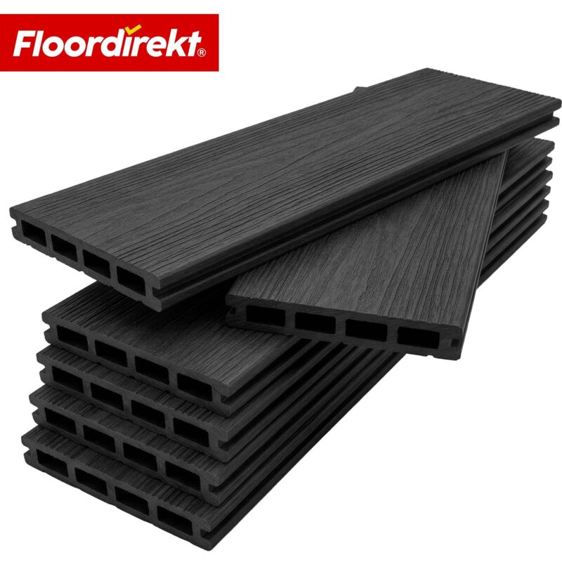 WPC-Terrassendielen Crown 2 m² Komplettset 220 cm Schwarz