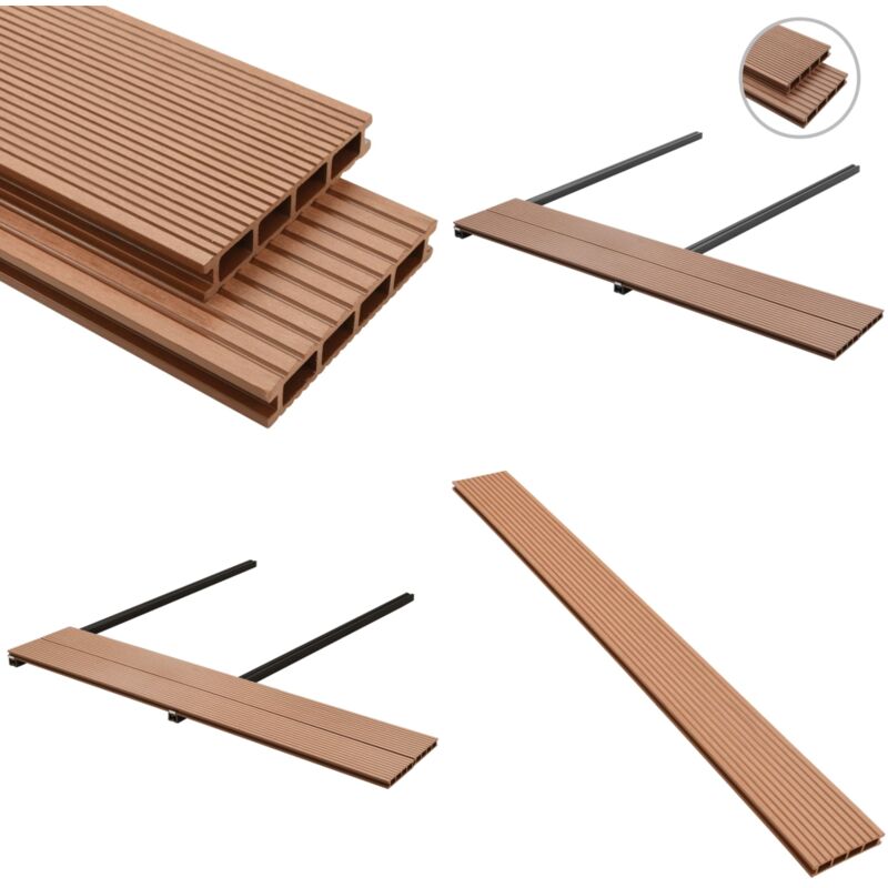 Wpc Terrassendielen mit Zubehör 25 m² 4 m Braun - Holzterrasse - Gartenmöbel - Terrasse Gestalten - Outdoor Dekoration - wpc Terrasse - Home & Living